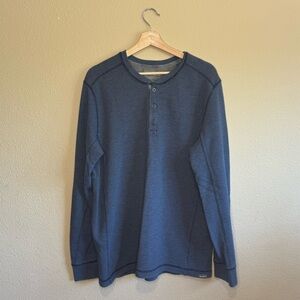 Eddie Bauer shirt mens TXL cotton blend long sleeve half button down blue